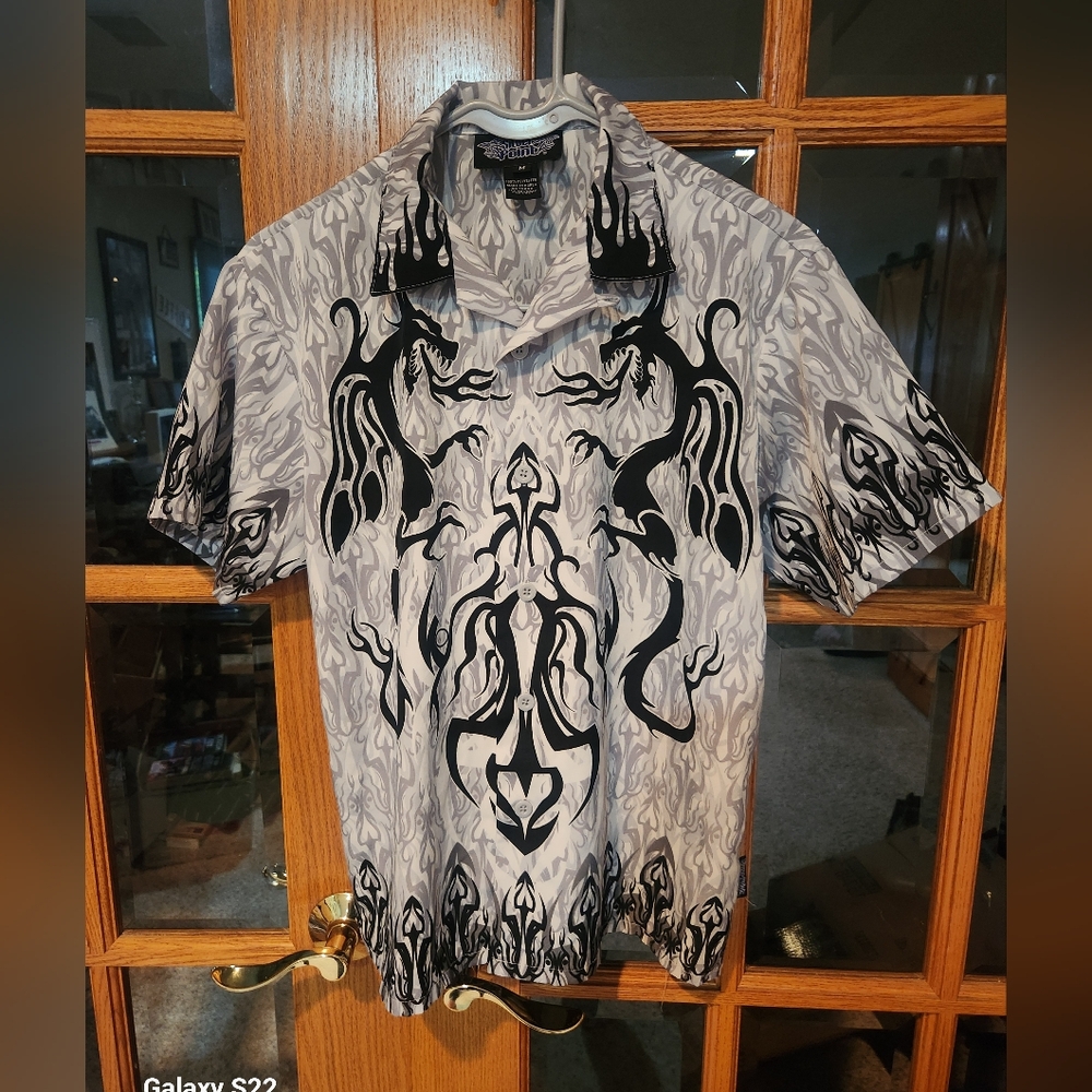Silver Point Silk Dragon Graphic Polo